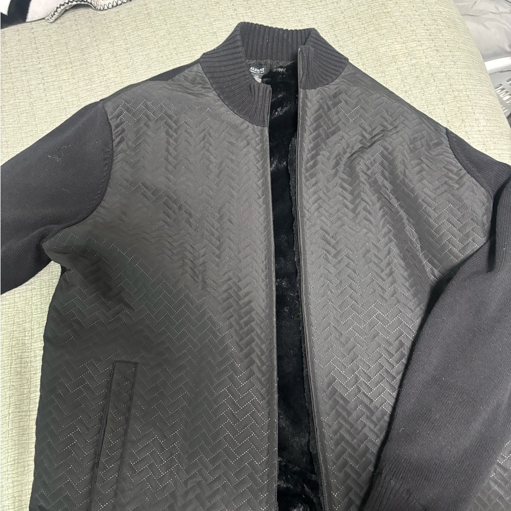 Alfani Textured Gray Bomber Jacket
